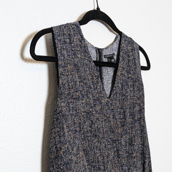 THEORY Camara Faux Wrap 100% Silk Sleeveless Printed Blouse Size S Pre-Owned - Picture 6 of 13